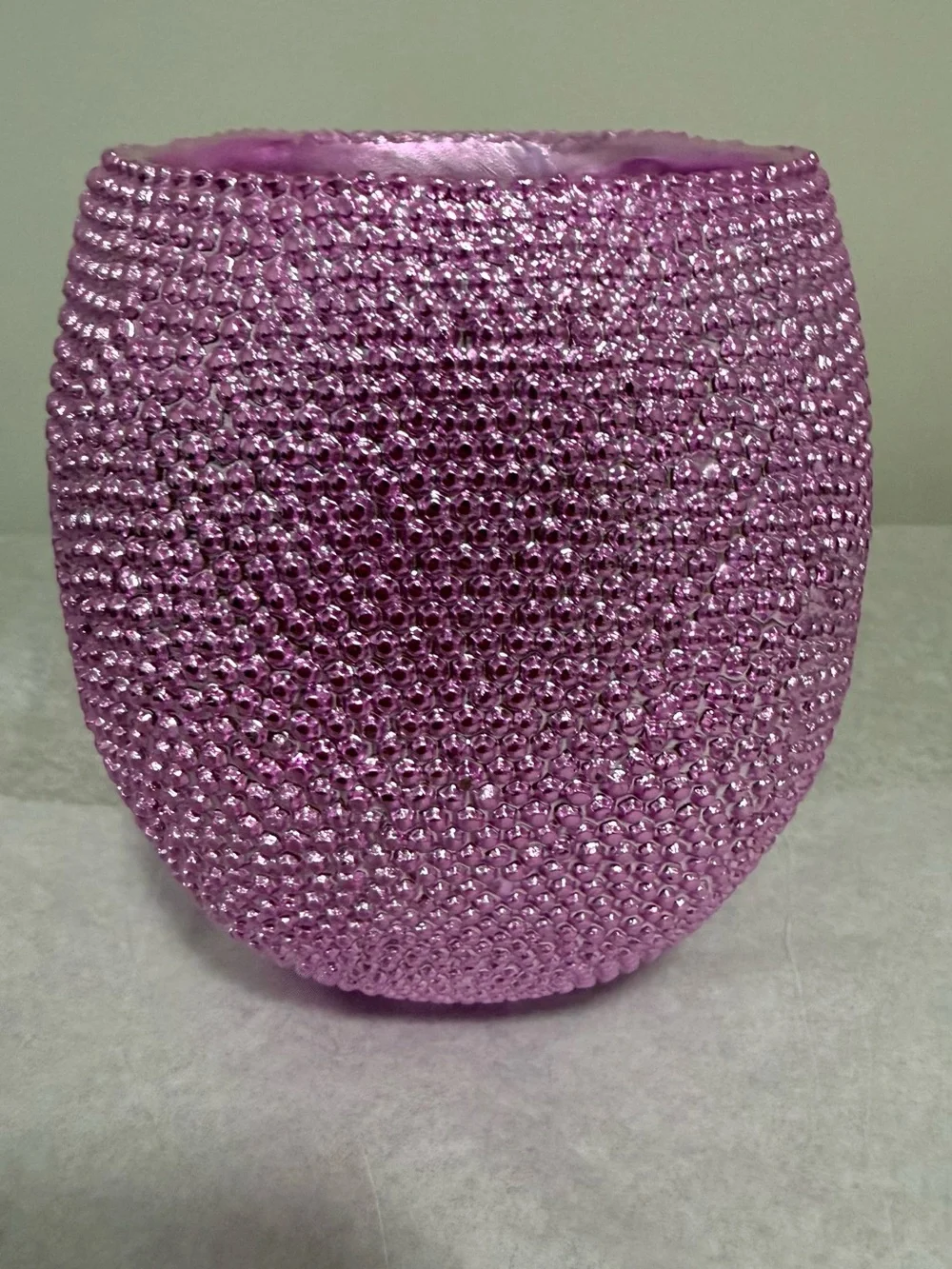 Pink Skull Makeup Brush Holder Raised Metallic Vanity Decor